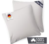 Blumtal taie d'oreiller 40x40 cm (lot de 2 taies d'oreiller) - Gris clair - 100% coton jersey avec fermeture éclair