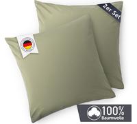 Blumtal taie d'oreiller 60x60 cm (lot de 2 taies d'oreiller) - Vert - 100% coton jersey avec fermeture éclair