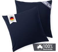 Blumtal taie d'oreiller 60x60 cm (set de 2 taies d'oreiller) - bleu foncé - 100% coton jersey avec fermeture éclair