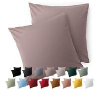 Blumtal Taie Oreiller 40x40 Lot de 2 - Housse de Coussin Microfibre - Taies d'oreillers avec Fermeture éclair, certifiée Oeko-Tex, Extra Douce et Lavable - Taupe