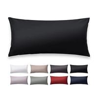 Blumtal Taie Oreiller 40x60 Lot de 2 - Taie Oreiller Satin Mako Certifié Oeko-TEX - Protege Oreiller 40x60, Doux, avec Effet Brillant - Noir