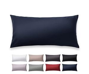 Blumtal Taie Oreiller 40x80 Lot de 2 - Taie Oreiller Satin Mako Certifié Oeko-TEX - Protege Oreiller 40x80, Doux, avec Effet Brillant - Bleu