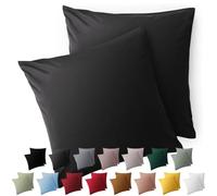 Blumtal Taie Oreiller 50x50 Lot de 2 - Housse de Coussin Microfibre - Taies d'oreillers avec Fermeture éclair, certifiée Oeko-Tex, Extra Douce et Lavable - Anthracite