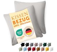 Blumtal Taie Oreiller 50x50 Lot de 2 - Housse de Coussin Microfibre - Taies d'oreillers avec Fermeture éclair, certifiée Oeko-Tex, Extra Douce et Lavable - Gris Clair de Lune