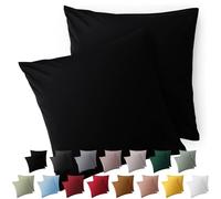 Blumtal Taie Oreiller 50x50 Lot de 2 - Housse de Coussin Microfibre - Taies d'oreillers avec Fermeture éclair, certifiée Oeko-Tex, Extra Douce et Lavable - Noir