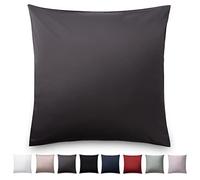 Blumtal Taie Oreiller 60x60 Lot de 2 - Taie Oreiller Satin Mako Certifié Oeko-TEX - Protege Oreiller 60x60, Doux, avec Effet Brillant - Anthracite