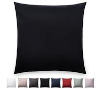 Blumtal Taie Oreiller 60x60 Lot de 2 - Taie Oreiller Satin Mako Certifié Oeko-TEX - Protege Oreiller 60x60, Doux, avec Effet Brillant - Noir