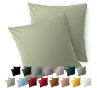 Blumtal Taie Oreiller 65x65 Lot de 2 - Housse de Coussin Microfibre - Taies d'oreillers avec Fermeture enveloppe, certifiée Oeko-Tex, Extra Douce et Lavable - Vert Olive