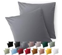 Blumtal Taie Oreiller 80x80 Lot de 2 - Housse de Coussin Microfibre - Taies d'oreillers avec Fermeture enveloppe, certifiée Oeko-Tex, Extra Douce et Lavable - Gris