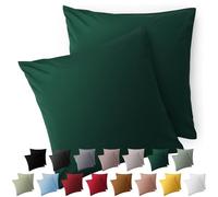Blumtal Taie Oreiller 80x80 Lot de 2 - Housse de Coussin Microfibre - Taies d'oreillers avec Fermeture enveloppe, certifiée Oeko-Tex, Extra Douce et Lavable - Vert Foncé
