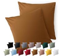 Blumtal Taie Oreiller 80x80 Lot de 2 - Housse de Coussin Microfibre - Taies d'oreillers avec Fermeture enveloppe, certifiée Oeko-Tex, Extra Douce et Lavable - Marron Clair