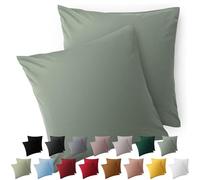 Blumtal Taie Oreiller 80x80 Lot de 2 - Housse de Coussin Microfibre - Taies d'oreillers avec Fermeture enveloppe, certifiée Oeko-Tex, Extra Douce et Lavable - Vert d'été