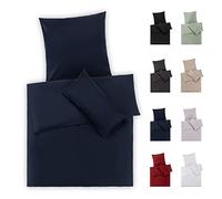 Blumtal taie Oreiller Satin et parrure de lit 135x200 & 80x80 cm - taies d'oreillers en Satin mako certifiées Oeko-Tex - Housse Douce - Drap Doux - Linge de lit 135x200 cm - Bleu océan
