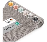 Blumtal - Tapis De Bain Certifié Oeko-TEX - Tapis De Bain Antidérapant et Absorbant - Carpette De Douche Chenille Moelleuse - Carpette De Douche Douce et Facilement Lavable - 40x60 cm - en Gris