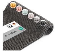 Blumtal - Tapis De Bain Certifié Oeko-TEX - Tapis De Bain Antidérapant et Absorbant - Carpette De Douche Chenille Moelleuse - Carpette De Douche Douce et Facilement Lavable - 40x60 cm - Gris foncé