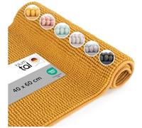 Blumtal - Tapis De Bain Certifié Oeko-TEX - Tapis De Bain Antidérapant et Absorbant- Carpette de Douche Chenille Moelleuse - Carpette De Douche Douce et Facilement Lavable - 40x60 cm - en Jaune