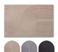 Blumtal - Tapis Entree Interieur et Exterieur 40x60 cm - Tapis Exterieur antidérapant - paillasson en Polyester très résistant et Absorbant la saleté - Tapis Lavable en Machine - Beige Motif Vagues