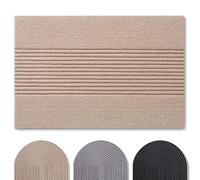 Blumtal - Tapis Entree Interieur et Exterieur 90x150 cm - Tapis Exterieur antidérapant - paillasson en Polyester très résistant - absorbe la saleté - Tapis Lavable en Machine - Beige Motif Rayures