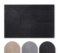 Blumtal - tapis entree interieur et exterieur 90x150 cm - tapis exterieur antidérapant - paillasson en polyester très résistant - absorbe la saleté - tapis lavable en machine - anthracite motif vagues
