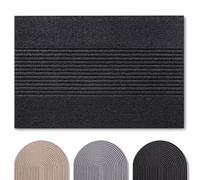 Blumtal - Tapis Entree Interieur et Exterieur 90x150 cm - Tapis Exterieur antidérapant - paillasson Polyester très résistant - absorbe la saleté - Tapis Lavable en Machine - Anthracite Motif Rayures