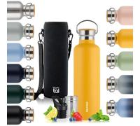 Blumtal Thermos - Bouteille en acier inoxydable à double paroi, sans BPA et isolante - Bouteille en acier inoxydable - Bouteille de thé - Gourde thermique - Gourde de sport,1000ml,Jaune