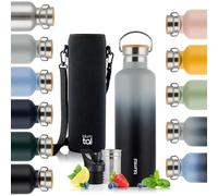 Blumtal Thermos - Bouteille en acier inoxydable à double paroi, sans BPA et isolante - Bouteille en acier inoxydable - Bouteille de thé - Gourde thermique - Gourde de sport,500ml,Gris & Noir