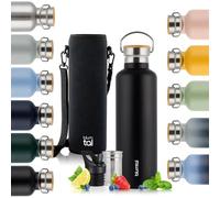 Blumtal Thermos - Bouteille en acier inoxydable à double paroi, sans BPA et isolante - Bouteille en acier inoxydable - Bouteille de thé - Gourde thermique - Gourde de sport,500ml,Noir