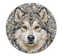 Blumuze Puzzle 1000 Pieces Adulte,Puzzle Rond 67.5 * 67.5cm pour Décoration,Puzzle Classiques idée Cadeau Femme Famille et ami(e) Son Anniversaire (Loup de Pierre)