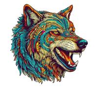 Blumuze Puzzle Bois Adulte 300pcs, Loup Féroce Puzzle en Bois Animaux, Puzzles en Bois Animal Unique pour Adulte, Wooden Puzzles,L-15 * 14.5in