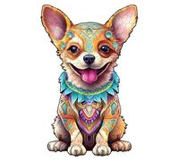 Blumuze Puzzle Bois Adulte 80pcs, Chihuahua Puzzle en Bois Animaux,Le Chien Puzzles en Bois Animal Unique pour Adulte, Wooden Puzzles (S-13.4 * 21cm)