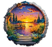 Blumuze Puzzle Bois Adulte, Coucher de Soleil au Bord du lac Puzzle en Bois Animaux, Puzzles Animal Unique pour Adulte, Sunset by The Lake Wooden Puzzles 265pcs-L-34 * 34 cm