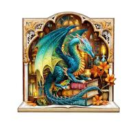 Blumuze Puzzle Bois Adulte, Dragon de bibliothèque Puzzle en Bois Animaux, Puzzles Animal Unique pour Adulte, Bookcase Dragon Wooden Puzzles 100pcs-S-21 * 20.5cm