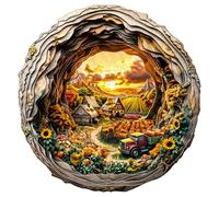 Blumuze Puzzle Bois Adulte, Ferme d'automne 3D 2 Puzzle en Bois Animaux, Puzzles en Bois Animal Unique pour Adulte, 3D Autumn Farm Wooden Puzzles 295pcs-L-34 * 33.2cm