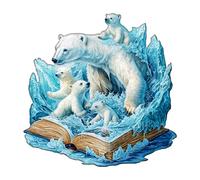 Blumuze Puzzle Bois Adulte, Histoire des Ours Polaires Puzzle en Bois Animaux, Puzzles Animal Unique pour Adulte, Polar Bears Story Wooden Puzzles 240pcs-L-34 * 34cm