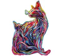 Blumuze Puzzle Bois Adulte, Le Chat Puzzle en Bois, The Dazzing Parent-Child Cat Puzzles en Bois Animal Unique pour Adulte, Wooden Puzzles,304PCS-L-34.2 * 24.4 cm