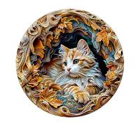 Blumuze Puzzle Bois Adulte, Le Chat Vision 3D Puzzle en Bois Animaux | Jigsaw Puzzles Animal Unique Pour Adulte 14+, 3D Vision Cat Wooden Puzzles avec Boîte-Cadeau en Bois 300pcs-L-34*34cm