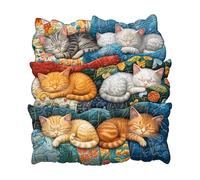 Blumuze Puzzle Bois Adulte, Rêves de Chat Couture Puzzle en Bois Animaux, Puzzles Animal Unique pour Adulte, Quilted Cat Dreams Wooden Puzzles 290pcs-L-34 * 32.5cm