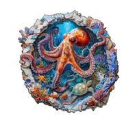 Blumuze Puzzle Bois Adulte, Royaume d’Octopuses Puzzle en Bois Animaux, Puzzles Animal Unique pour Adulte, Octopus HavenWooden Puzzles 95pcs-S-21.5 * 21.2cm