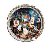 Blumuze Puzzle Bois Adulte, Studio d'art Chat Puzzle en Bois Animaux, Puzzles Animal Unique pour Adulte, Cat Art Studio Wooden Puzzles 270pcs-L-34 * 34cm