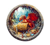 Blumuze Puzzle Bois Adulte, Trésor du Dragon Puzzle en Bois Animaux, Puzzles Animal Unique pour Adulte, Dragon's Treasure Wooden Puzzles 200pcs-M-29 * 29cm