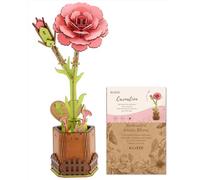 Blumuze Puzzles 3D en Bois, Bouquet De Fleurs en Bois pour Adultes, 3D Puzzle Fleurs Cadeaux pour Femmes Maman Ami sur Son Anniversaire, Noël, Saint-Valentin, Fête De La Mère, Mariage (œillet)