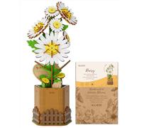 Blumuze Puzzles 3D en Bois, Bouquet De Fleurs en Bois pour Adultes, 3D Puzzle Fleurs Cadeaux pour Femmes Maman Ami sur Son Anniversaire, Noël, Saint-Valentin, Fête De La Mère, Mariage (Marguerite)