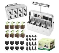 BlumWay Bloqueur de Sol Manuel Amélioré, 8 Bloqueurs Quad de 5 cm avec 3 Types de Tiges de Semences, Outil de Blocage pour Fente de Semences, Plantation, Repiquage, Serre