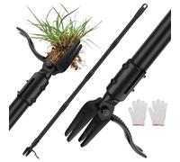 BlumWay Désherbeur de mauvaises herbes avec 4 griffes et pédale en acier inoxydable pour enlever efficacement les mauvaises herbes, outil de jardin avec long manche réglable (162,56 cm)
