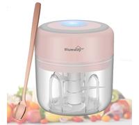 BlumWay Mini Robot culinaire, Hachoir à ail électrique chargeur USB, hachoir à nourriture électrique avec 3 lames tranchantes, pour lail, gingembre, Ioignon, piment - 250ML&100ML （Rose）