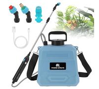 BlumWay Pulvérisateur à pression à batterie, pulvérisateur électrique puissant avec 3 buses de brumisation, poignée rechargeable, tige rétractable, pulvérisateur de jardin avec bandoulière réglable po