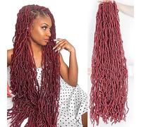 BLUONASI 40 Inch Soft Locs Crochet Hair for Women Faux Locs Burgundy Soft Faux Braids 6 Pack Red Goddess Locs Crochet Hair Extensions BUG#