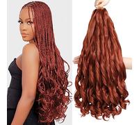 BLUONASI French curl braiding hair 22 inch loose wave braiding hair 8 Pack pre stretched Braiding Hair extensions French Curl Cheveux Synthetic Hair Extensions (350#, 55.88 cm(Lot de 8))