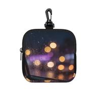 Blur City Night Petite pochette de rangement étanche en néoprène avec fermeture éclair pour écouteurs, porte-clés