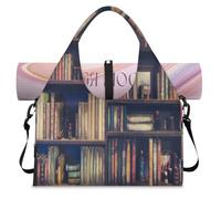Blurred Old Bookshelf Sac de sport avec compartiment à chaussures pour le week-end Sac fourre-tout pour salle de sport, yoga, voyage, couleur, L, Sac de voyage
